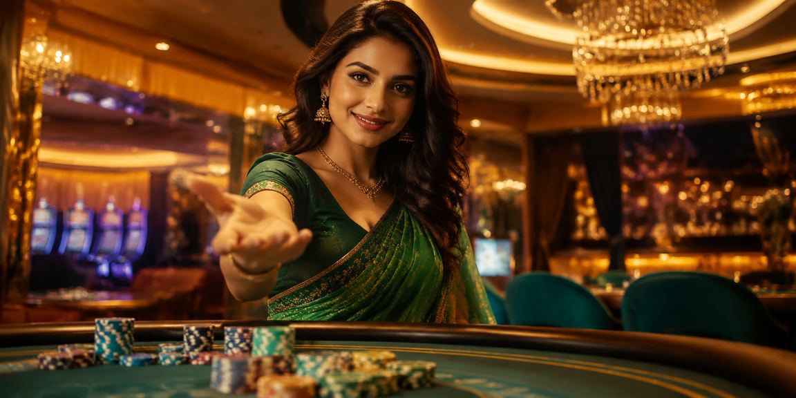 Indian woman placing sports bet on mobile in colorful saree